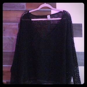 Lightweight black mesh top